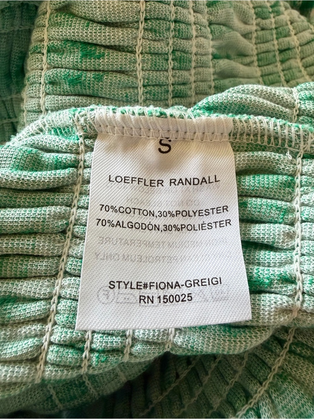 Loeffler Randall Fiona Green Gingham Smocked Cotton Tank Top S - Picture 7 of 9
